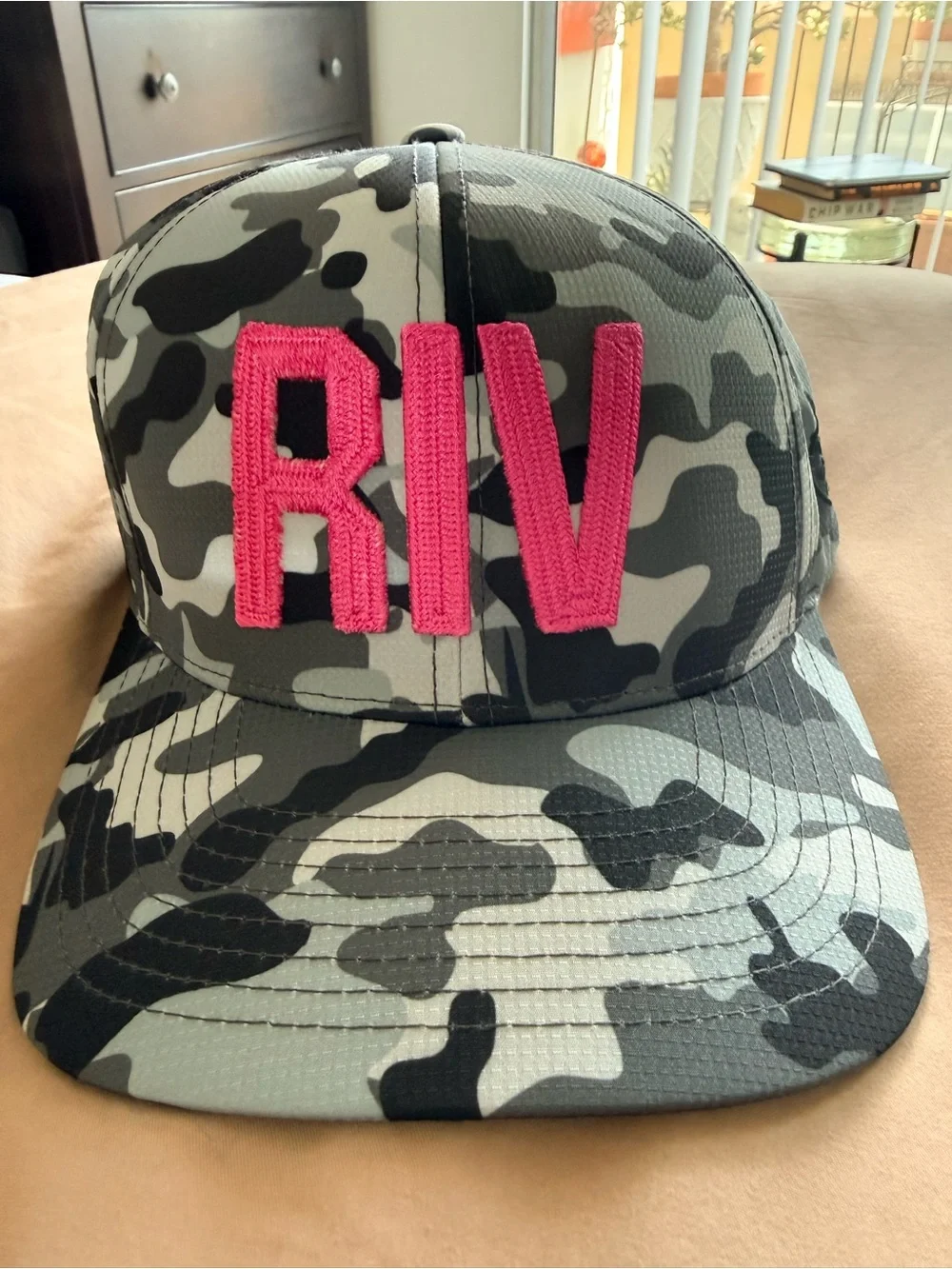 G/FORE Gray Camo Cap with Pink RIV Embroidery